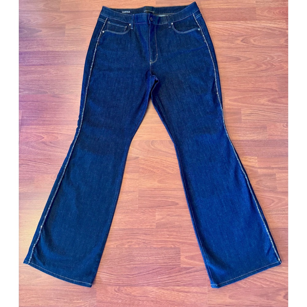 White House Black Market Curvy Flare Jeans 12 Rhinestone Bling Trim